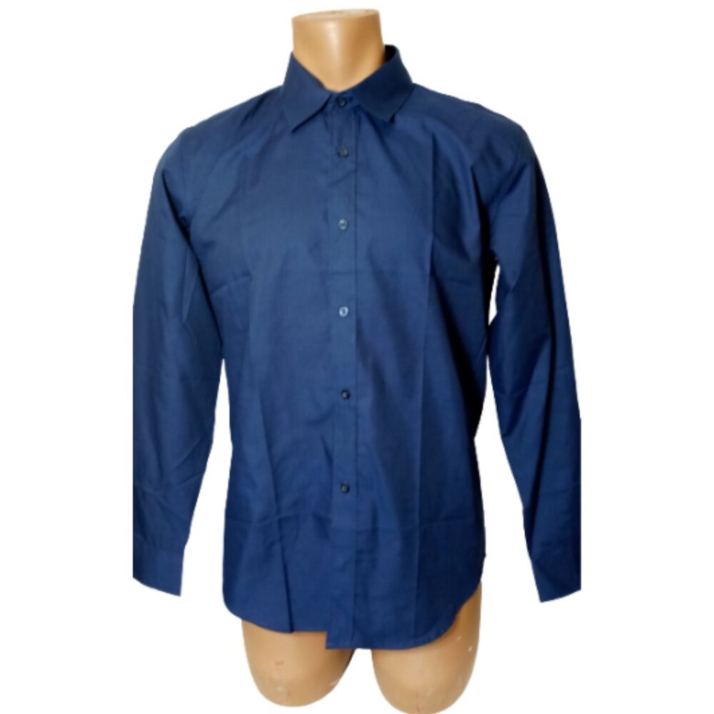 Classic Dark Blue Long Sleeve Shirt in 100% Polyester for Effortless Style and C